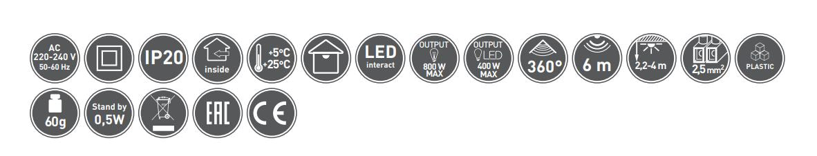 GTV IR vgradni senzor gibanja, stropni 360°