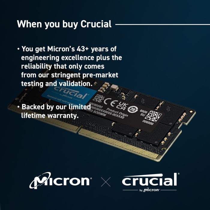 Crucial 8GB DDR5-5600 SODIMM PC5-44800 CL46, 1.1V