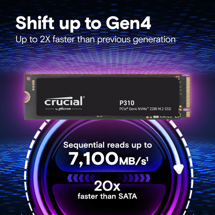 Crucial P310 2TB PCIe Gen4 NVMe 2280 M.2 SSD