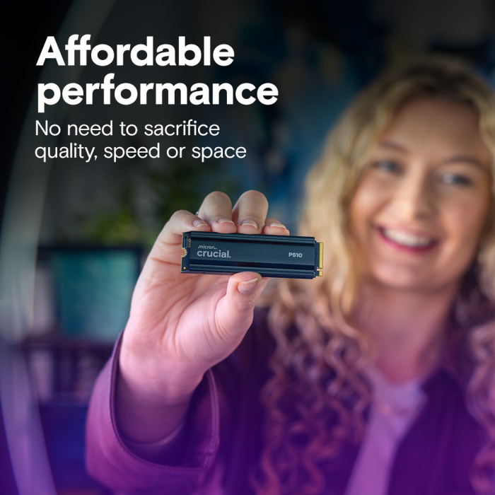 Crucial P510 2TB PCIe Gen5 NVMe 2280 M.2 SSD s hladilnikom