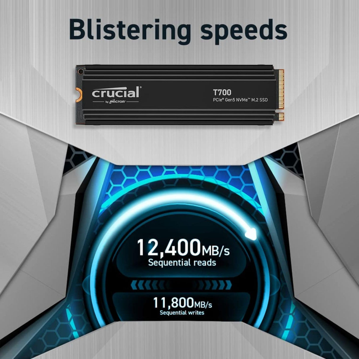 Crucial T700 2TB PCIe Gen5 NVMe M.2 SSD s hlajenjem