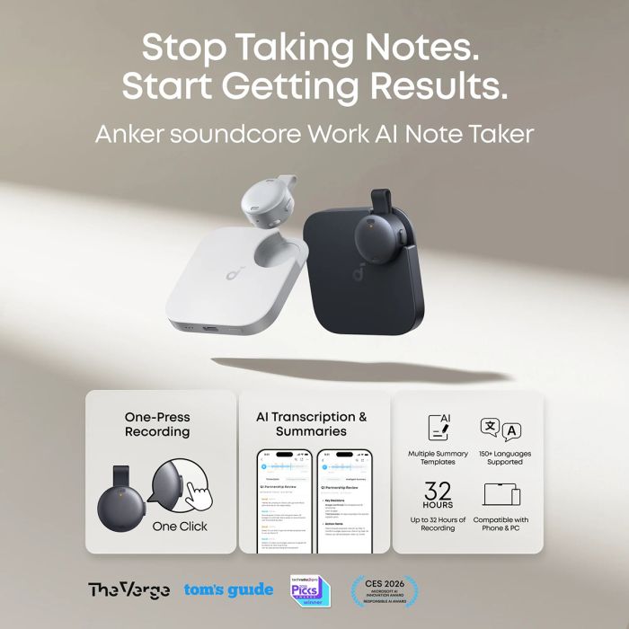 Anker Soundcore Work pametni AI snemalnik zvoka, črn
