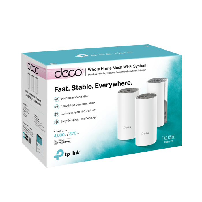 TP-LINK Deco E4 brezžičen Wi-Fi AC1200 Mesh - 3 pack