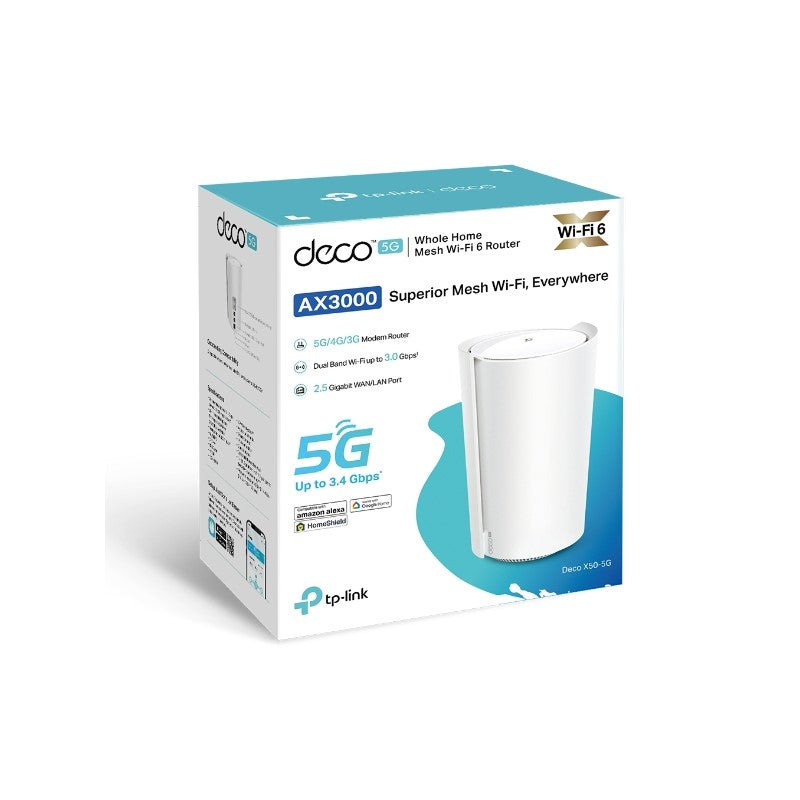 TP-Link Deco X50-5G (1 pack) Mesh AX3000 Wi-Fi 6, 2.5 Gbps port, LTE/5G, SIM