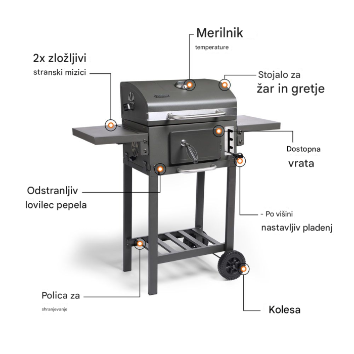 VonHaus Smoker prenosni žar na oglje 2500869