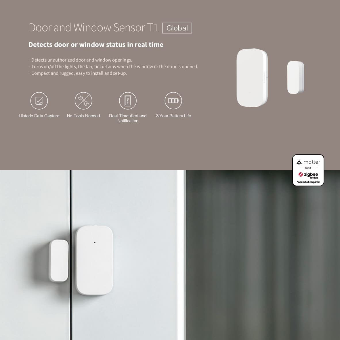 AQARA senzor za vrata in okna T1 (DW-S03D) Zigbee 3.0