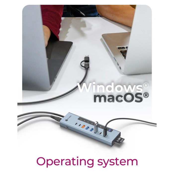 IcyBox IB-HUB1742CR-C2PD 11-v-1 hub USB-C, PD vmesnik in čitalec kartic