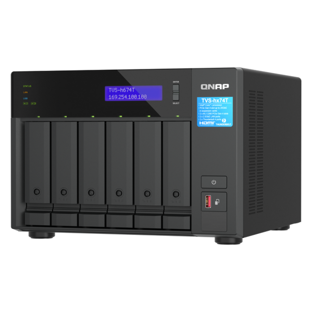 QNAP NAS za 6 diskov, 32GB ram; 2,5Gb mreža, Thunderbolt