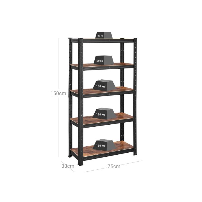 SONGMICS Regal 30 x 75 x 150 cm rjavo-črna, GLR030B01
