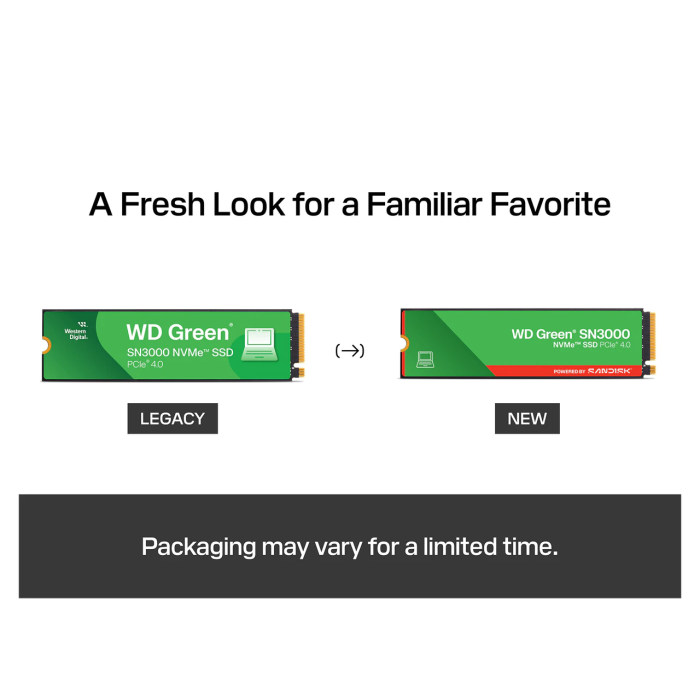 WD 1TB Green SN3000 M.2 2280 PCI-e 4.0 NVMe 1.4 SSD disk