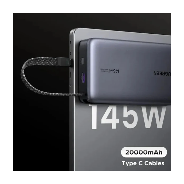 Ugreen 145W 20000mAh prenosna baterija z vgrajenim kablom