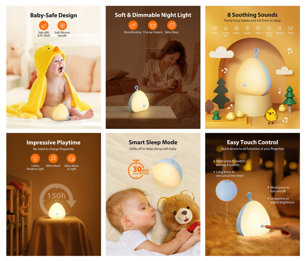 VAVA otroška nočna lučka Little Chick modra