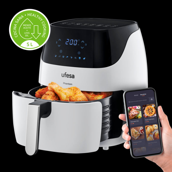 Ufesa 5L digitalni zračni cvrtnik z WiFi Phantom bel