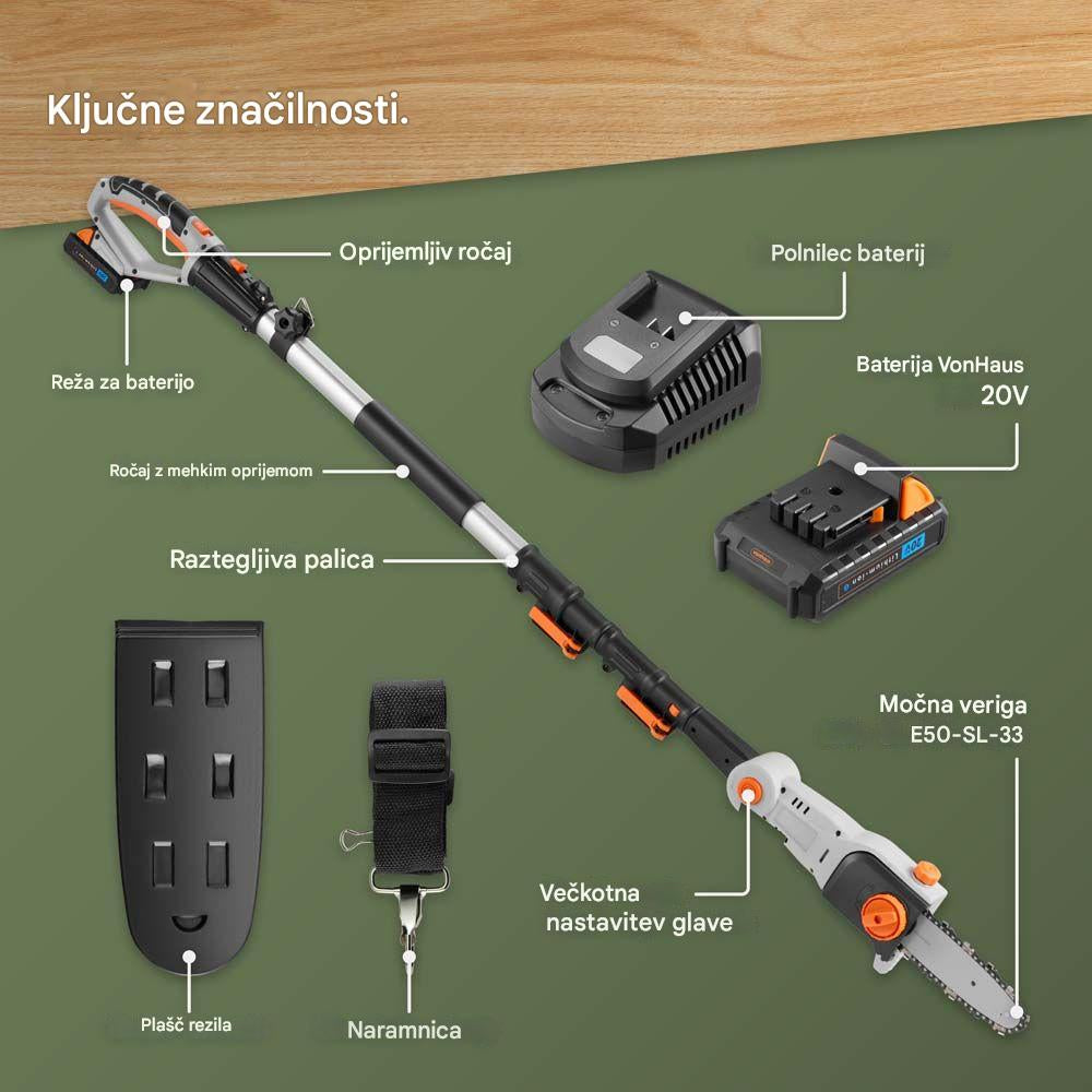 VonHaus Brezžična teleskopska verižna žaga 3519007