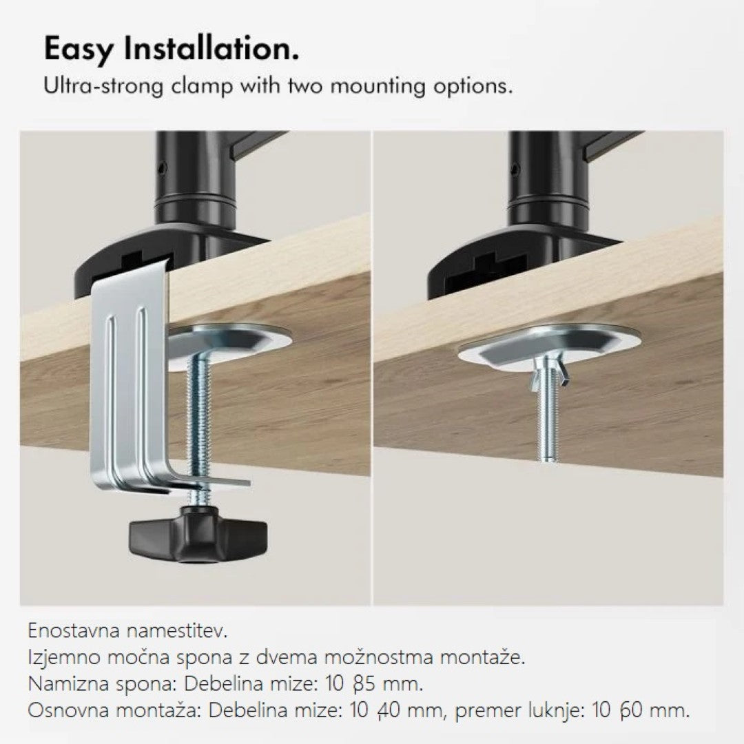 VonHaus enojni namizni nosilec do diagonale 32'' plinska vzmet 3000914