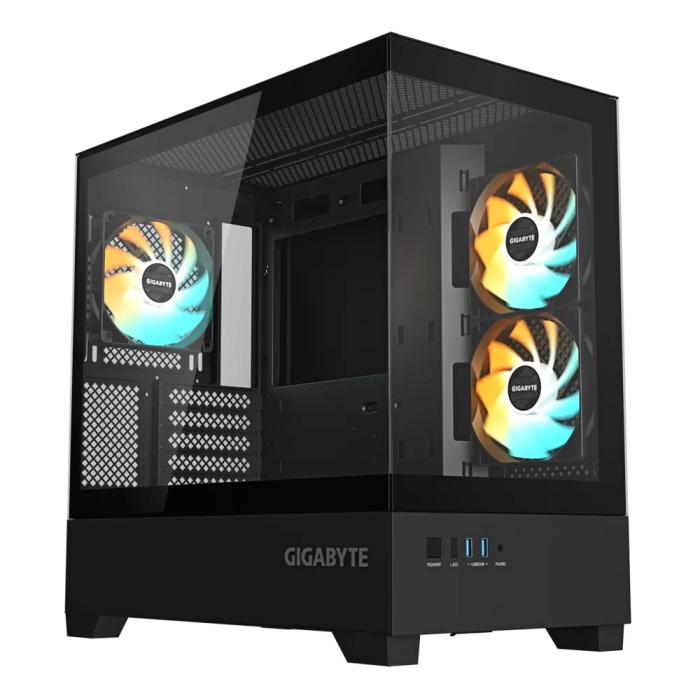 Gigabyte C201 PANORAMIC ATX RGB osvetljeno ohišje, črno