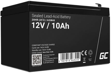 Green Cell AGM VRLA 12V 10Ah brez vzdrževanja Baterija za UPS