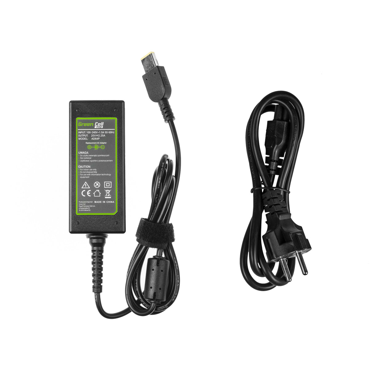 Green Cell PRO polnilec / AC Adapter 20V 2.25A 45W za Lenovo G40-30 G50-30 V110-15IAP V130-15IGM Yoga 300-11IBR ThinkPad X240