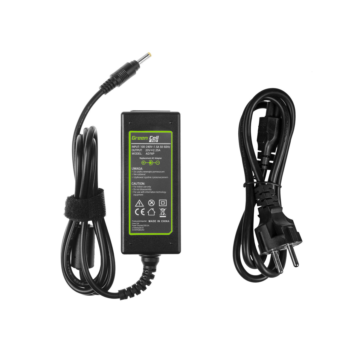 Green Cell PRO polnilec / AC Adapter 20V 2.25A 45W za Lenovo IdeaPad 110 110-15 100-15IBY 110-15IBR 320-15ISK 320-15AST