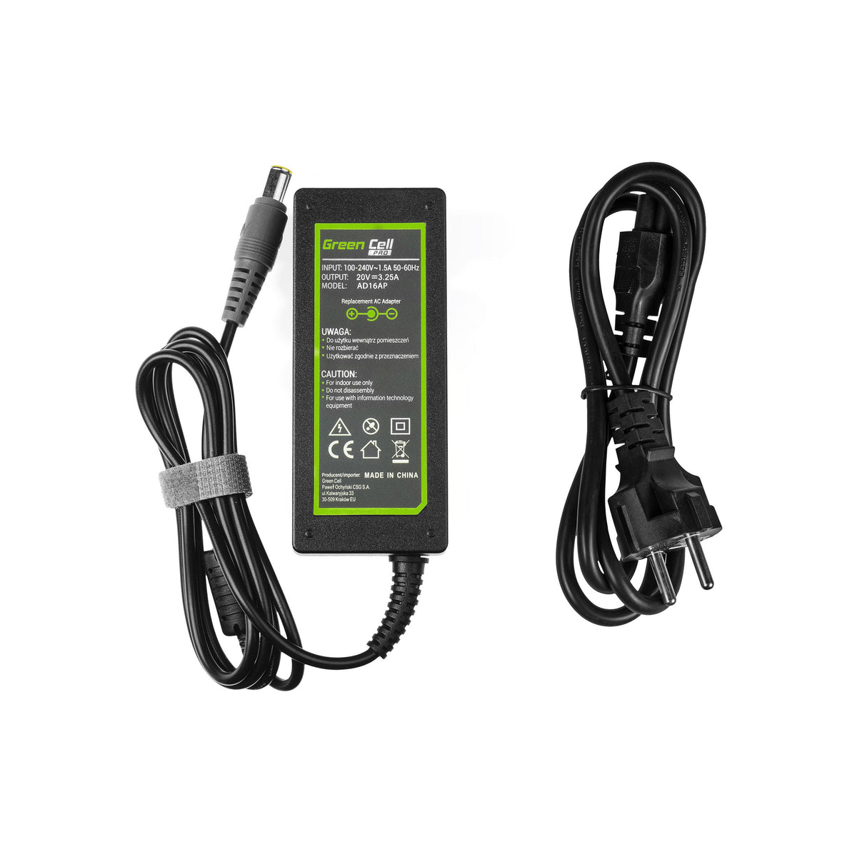 Green Cell PRO polnilec / AC Adapter 20V 3.25A 65W za Lenovo B580 B590 ThinkPad T400 T410 T420 T430 T430s T60 T61 X201 X220 X230