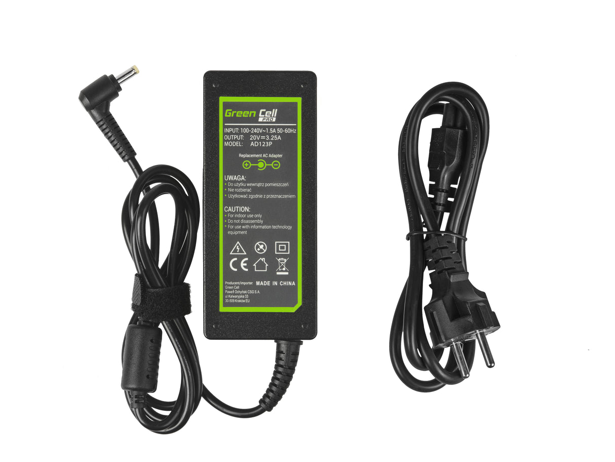Green Cell PRO polnilec / AC Adapter 20V 3.25A 65W za Lenovo IdeaPad 3, IdeaPad 5, 320-15 510-15 S145-14 S145-15 S340-14 S540-14