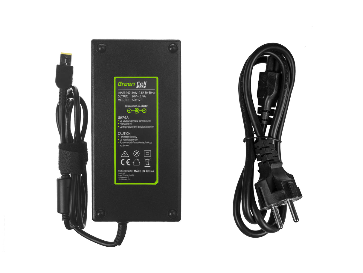 Green Cell PRO polnilec / AC Adapter 20V 8.5A 170W za Lenovo Legion 5-15 15ARH05 15IMH05 17IMH05 Y530-15 Y540-15IRH Y540-17 Y720