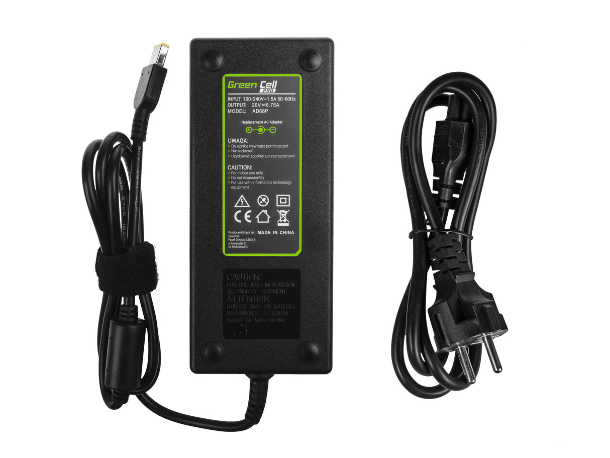 Green Cell PRO polnilec / AC Adapter 20V 6.75A 135W za Lenovo IdeaPad Gaming L340-15 L340-17 15ARH05 15IMH05 Legion Y520 Y530