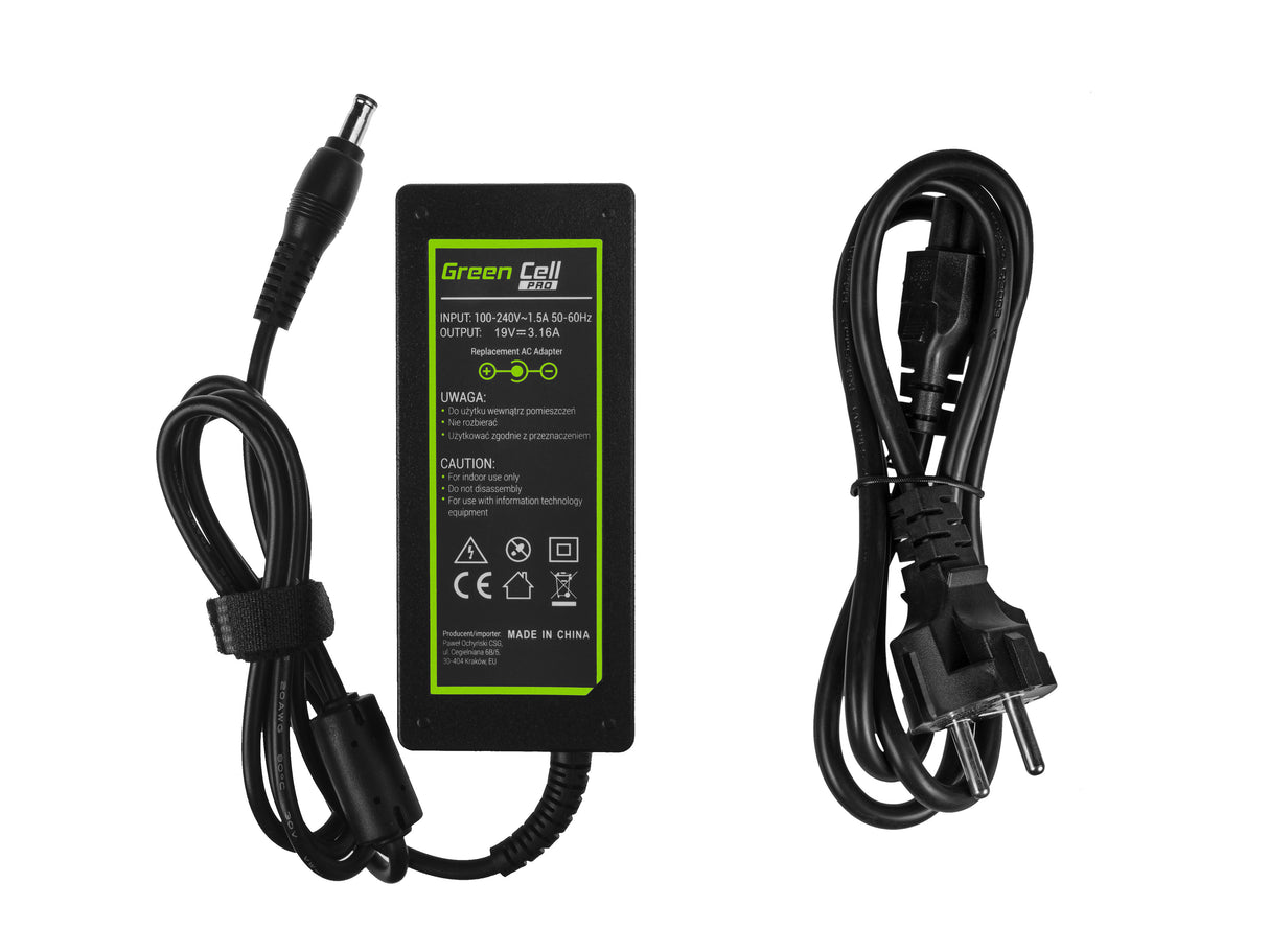 Green Cell PRO polnilec / AC Adapter 19V 3.16A 60W za Samsung R519 R719 RV510 NP270E5E NP275E5E NP300E5A NP300E5E NP300E5C