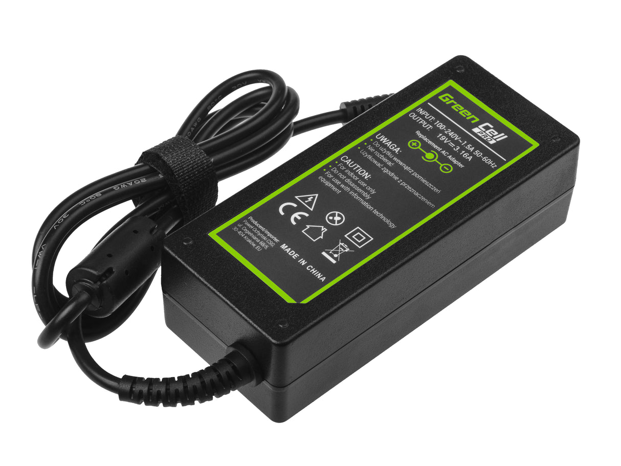 Green Cell PRO polnilec / AC Adapter 19V 3.16A 60W za Samsung R519 R719 RV510 NP270E5E NP275E5E NP300E5A NP300E5E NP300E5C