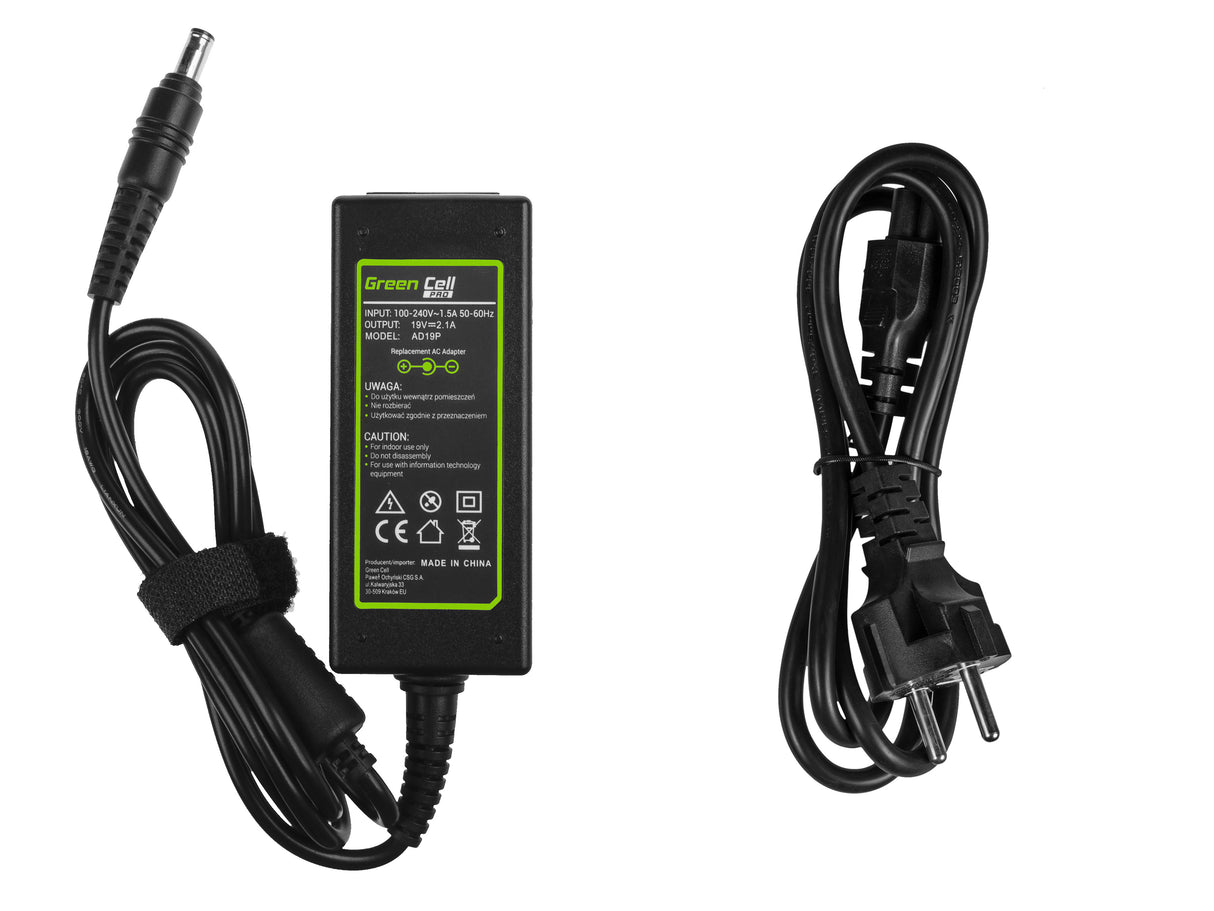 Green Cell PRO polnilec / AC Adapter 19V 2.1A 40W za Samsung N100 N130 N145 N148 N150 NC10 NC110 N150 Plus