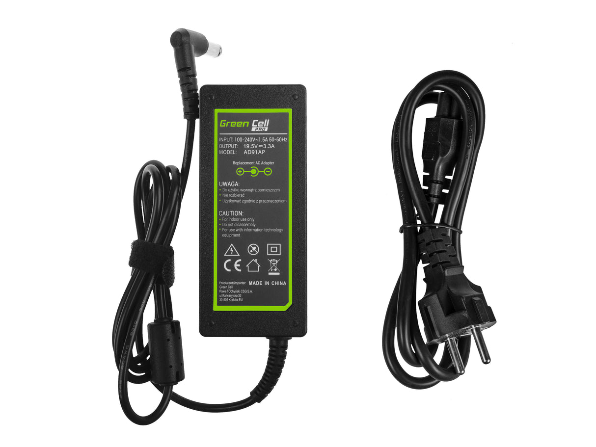 Green Cell PRO polnilec / AC Adapter 19.5V 3.34A 65W za Sony Vaio SVF14 SVF15 SVF152A29M SVF1521C6EW SVF15AA1QM