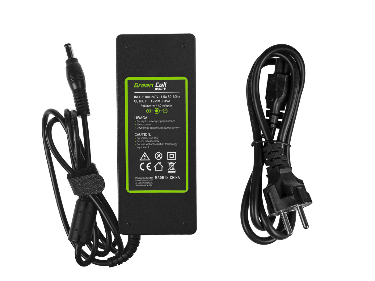 Green Cell PRO polnilec / AC Adapter 19V 3.95A 75W za Toshiba Satellite C55 C660 C850 C855 C870 L650 L650D L655 L750 L750D L755