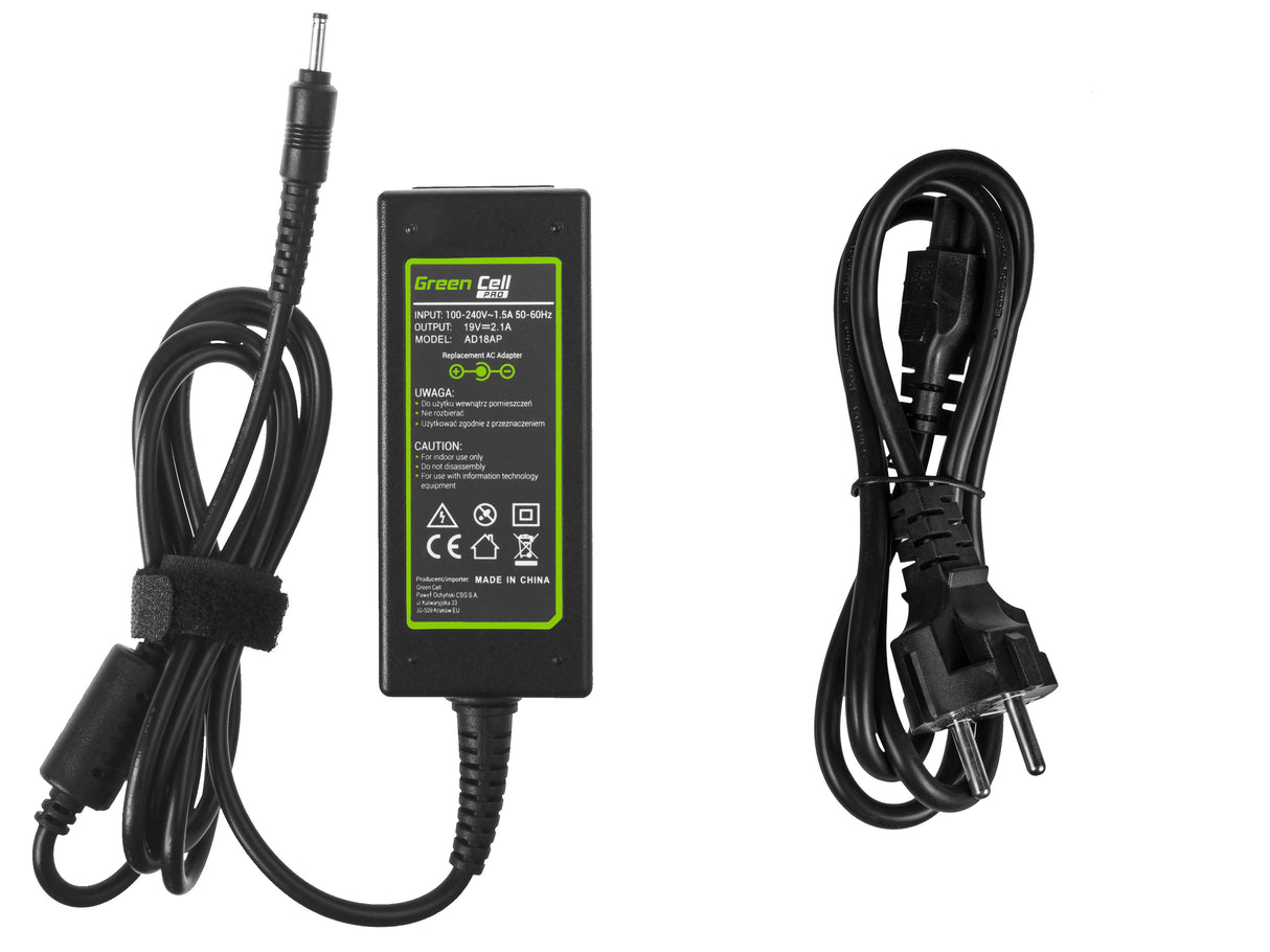 Green Cell PRO polnilec / AC Adapter 19V 2.1A 40W za Samsung 530U NP530U3B NP530U3C 535U NP535U3C NP540U3C NP900X3C NP905S3G