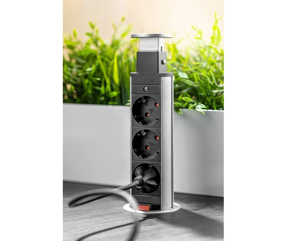 GTV Potopna vtičnica 3x220V Ø60mm, siva