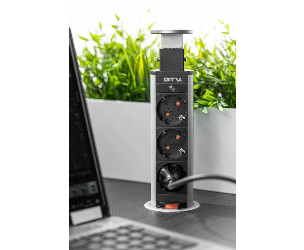 GTV Potopna vtičnica 3x220V Ø60mm, siva