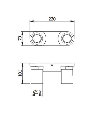 GTV reflektorska svetilka BLINK 2xGU10 220V, črna