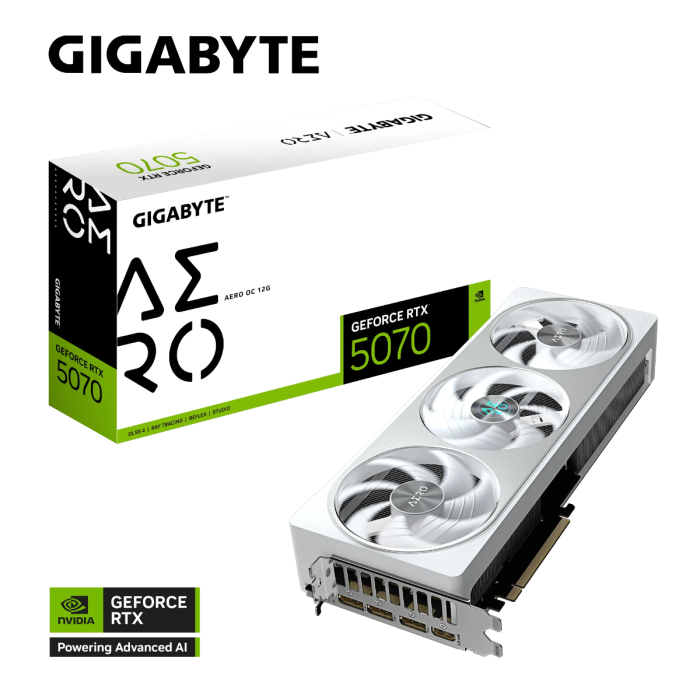 Grafična kartica GIGABYTE GeForce RTX 5070 AERO OC 12G, 12GB GDDR7, PCI-E 5.0