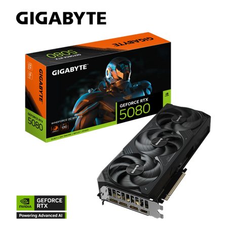 Grafična kartica GIGABYTE GeForce RTX 5080 WINDFORCE 16G, 16GB GDDR7, PCI-E 5.0