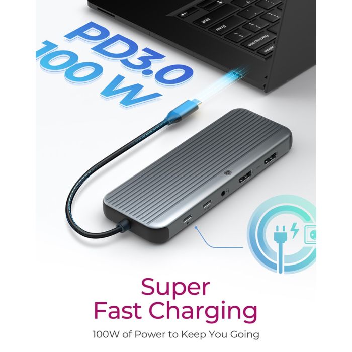 Icybox IB-DK4060-CPD priključna postaja s trojnim video izhodom