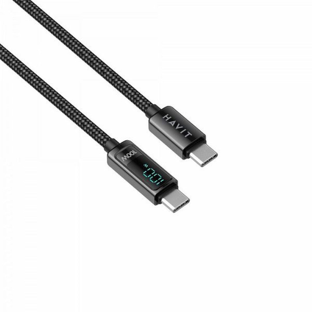 HAVIT kabel za polnjenje USB-C na USB-C z LCD 100W, 2M