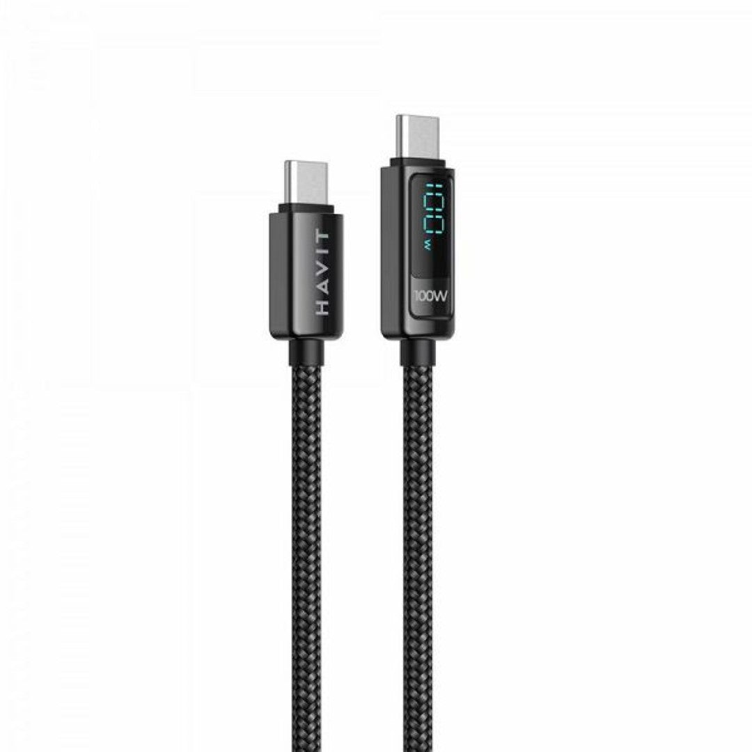 HAVIT kabel za polnjenje USB-C na USB-C z LCD 100W, 2M