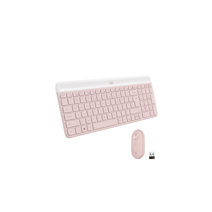 Logitech Slim Wireless Combo MK470, SLO gravura, roza