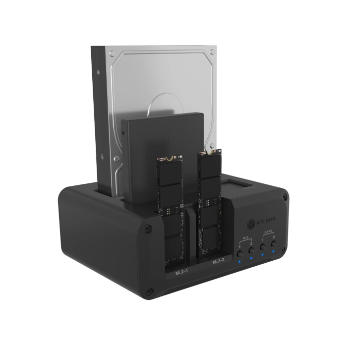 IcyBox IB-2925MS-CU31 priklopna in klonirna postaja za M.2 NVMe SSD & 2,5/3,5 SATA SSD/HDD