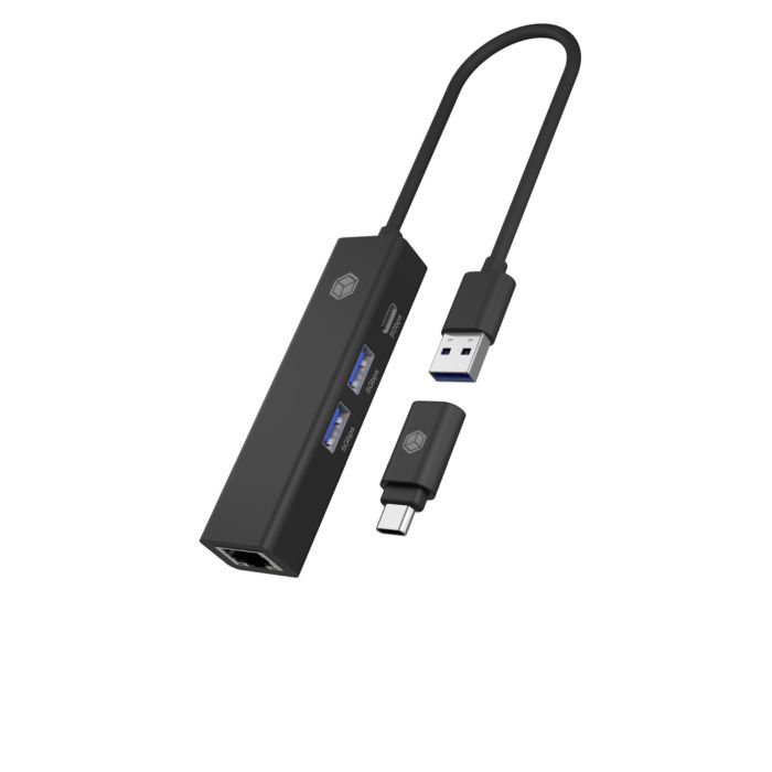 IcyBox IB-HUB1439-LAN 4 Port Hub z priključkom USB 3.2 Type-A ali Type-C