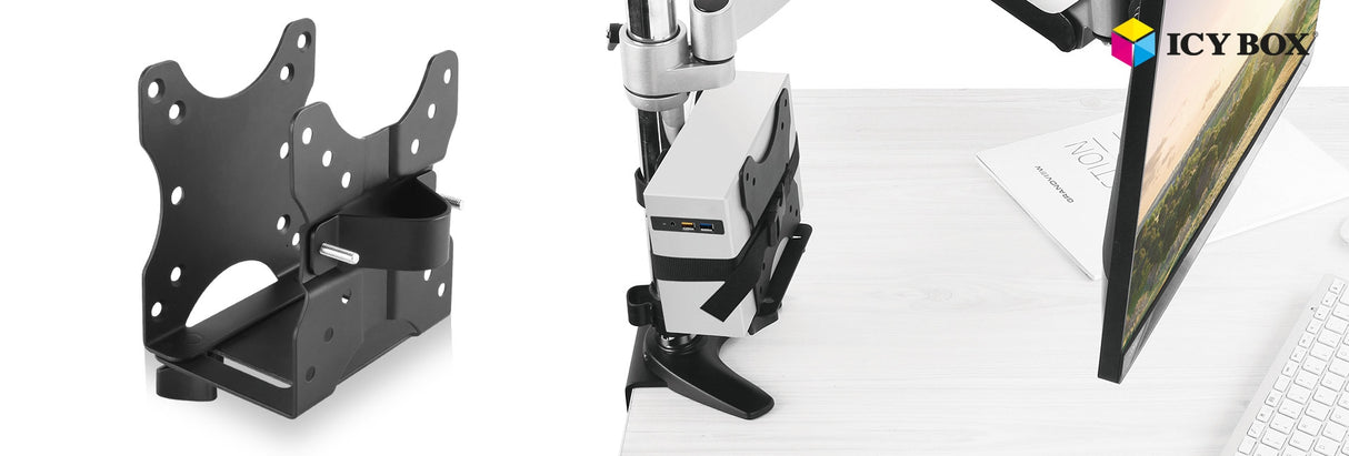 Icybox VESA nosilec za NUC / miniPC s podporo za VESA 75x75/100x100