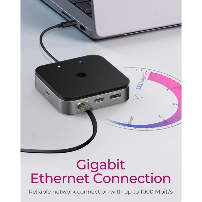 Icybox IB-DK408-C41 priključna postaja USB4 z dvojnim video izhodom 7v1, 60W PowerDelivery napajanje