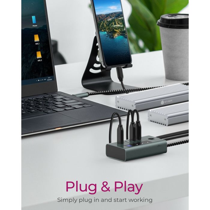 Icybox IB-HUB1454-C31 4-portno hub z vmesnikom USB 3.2 Gen 2 Type-C