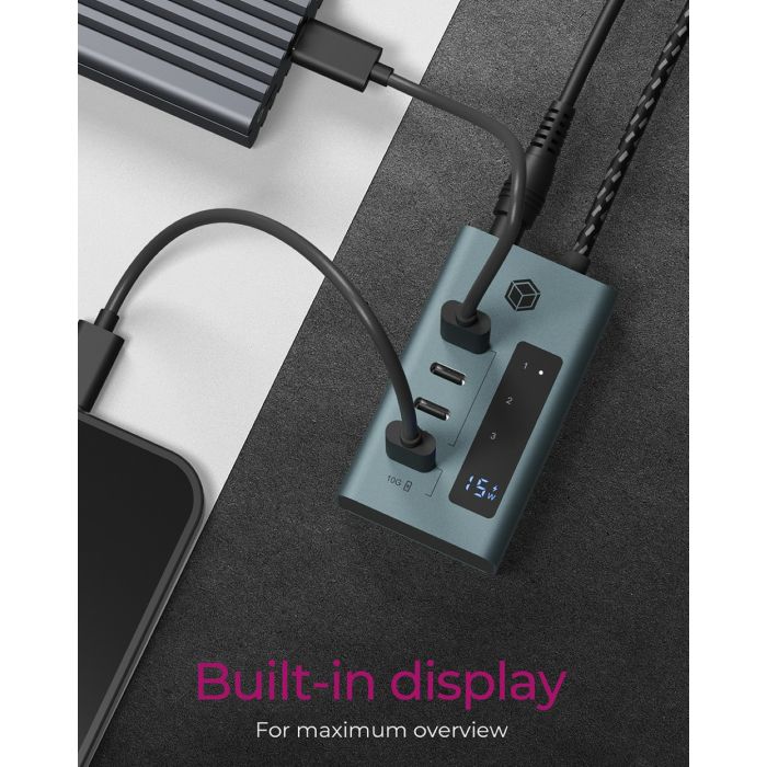 Icybox IB-HUB1454-C31 4-portno hub z vmesnikom USB 3.2 Gen 2 Type-C