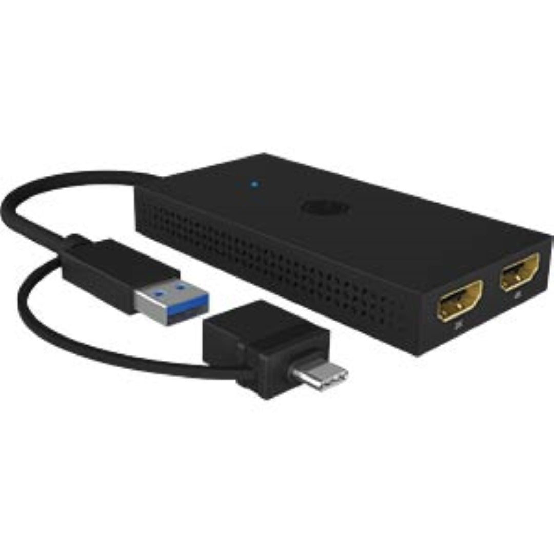 Icybox IB-SPL1029AC USB-C/A na dvojni HDMI razdelilnik (2k@60Hz/4k@30Hz)