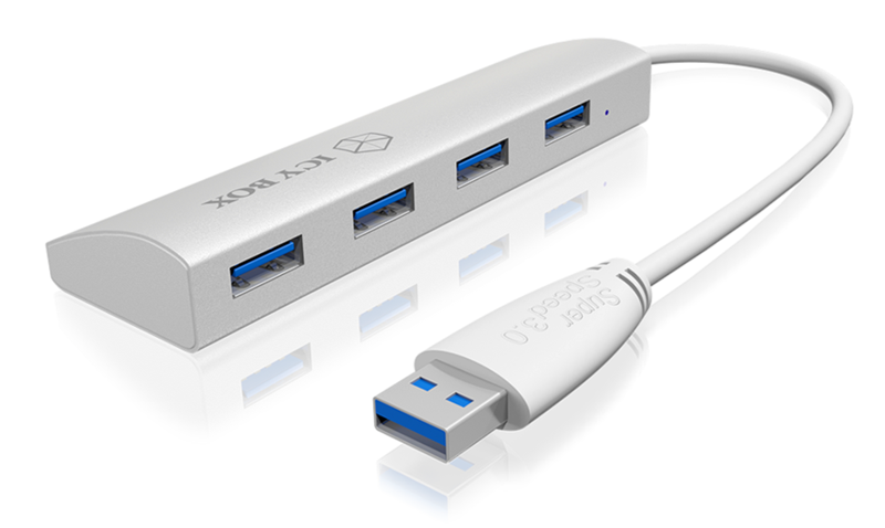 Icybox 4 portni USB 3.0 razširitveni hub, aluminijast